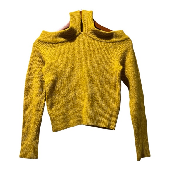 Anthropologie MOTH Cross Neck Chic Yellow Off-Shoulder Sweater XS - Picture 3 of 12